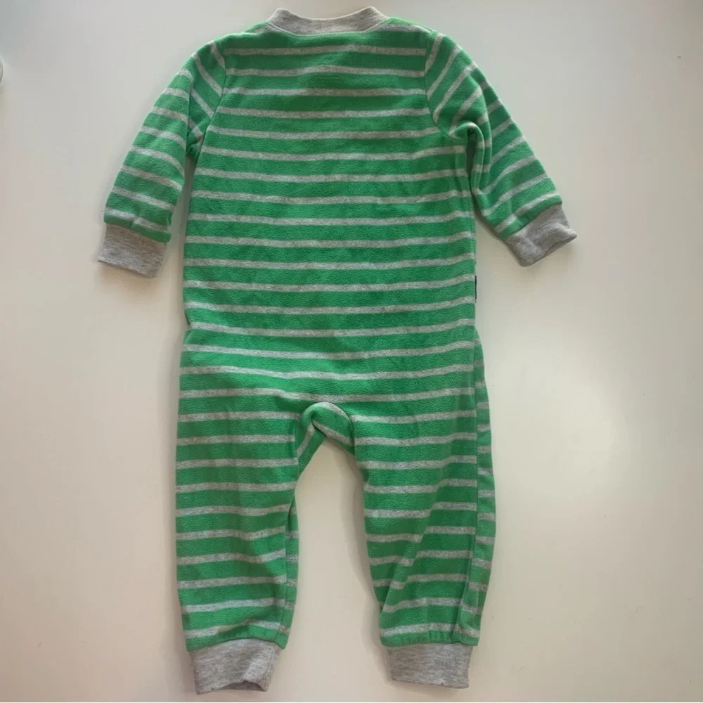 Carter's Green and Gray Striped Dinosaur Bodysuit